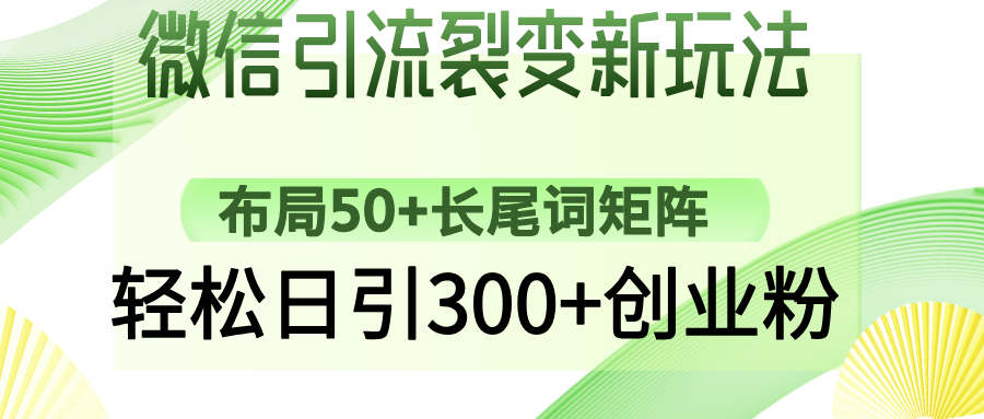 微信引流裂变新玩法：布局50+长尾词矩阵，轻松日引300+创业粉-韭菜网