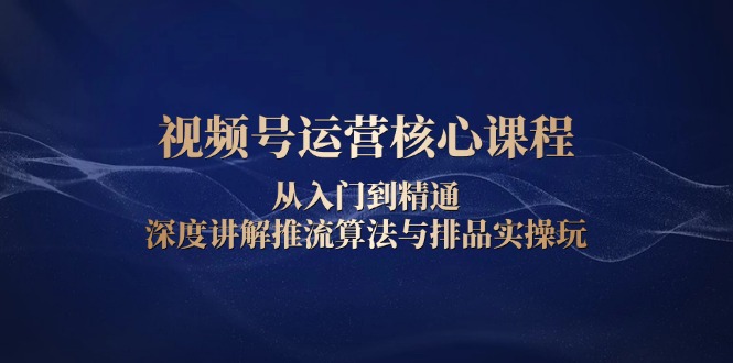 视频号运营核心课程，从入门到精通，深度讲解推流算法与排品实操玩-韭菜网