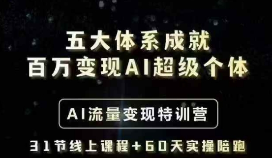 五大体系成就百万变现AI超级个体- AI流量变现特训营，一步一步教你一个人怎么年入百W-韭菜网