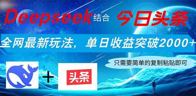 Deepseek结合今日头条，全网最新玩法，单日收益突破2000+，小白轻松上手-韭菜网