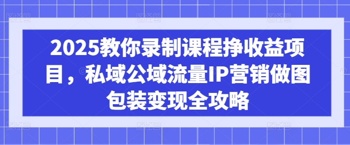 2025教你录制课程挣收益项目，私域公域流量IP营销做图包装变现全攻略-韭菜网